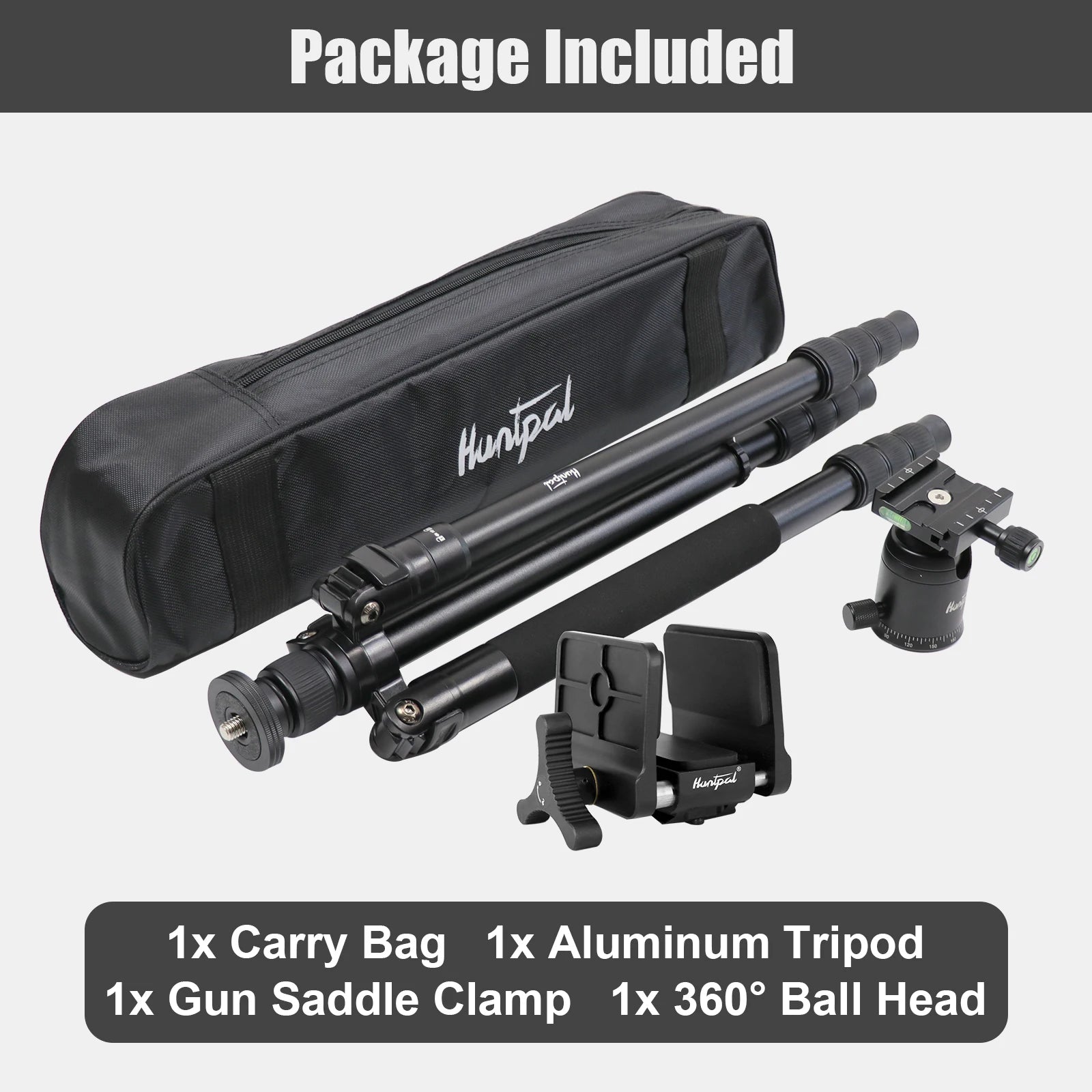 HUNTPAL Adjustable Rifle Clamp Tripod – Aluminium Shooting Rest with 360° Ball Head