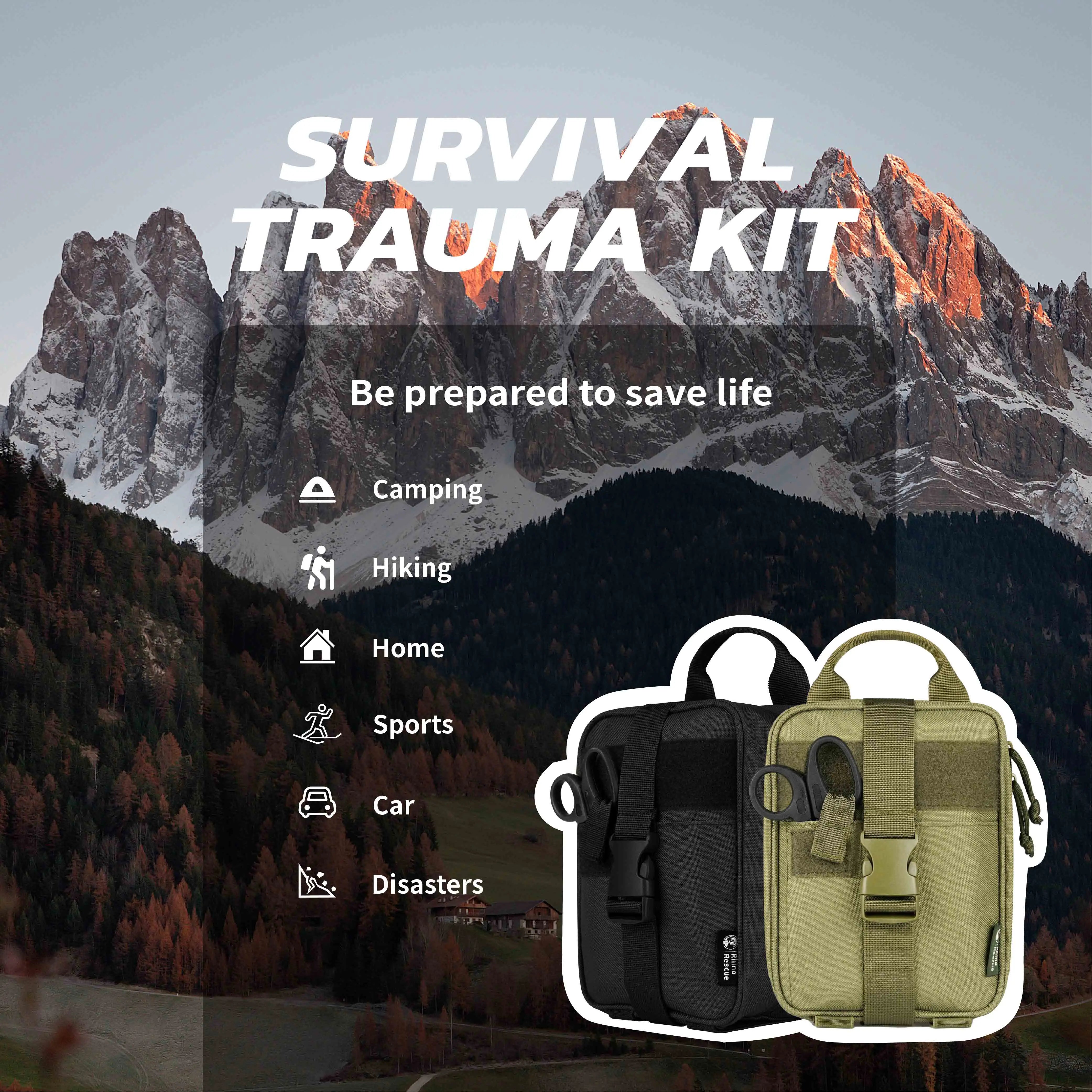 RHINO RESCUE First Aid Survival Kit – IFAK Pouch with 20 EMT Essentials for Outdoor Emergencies