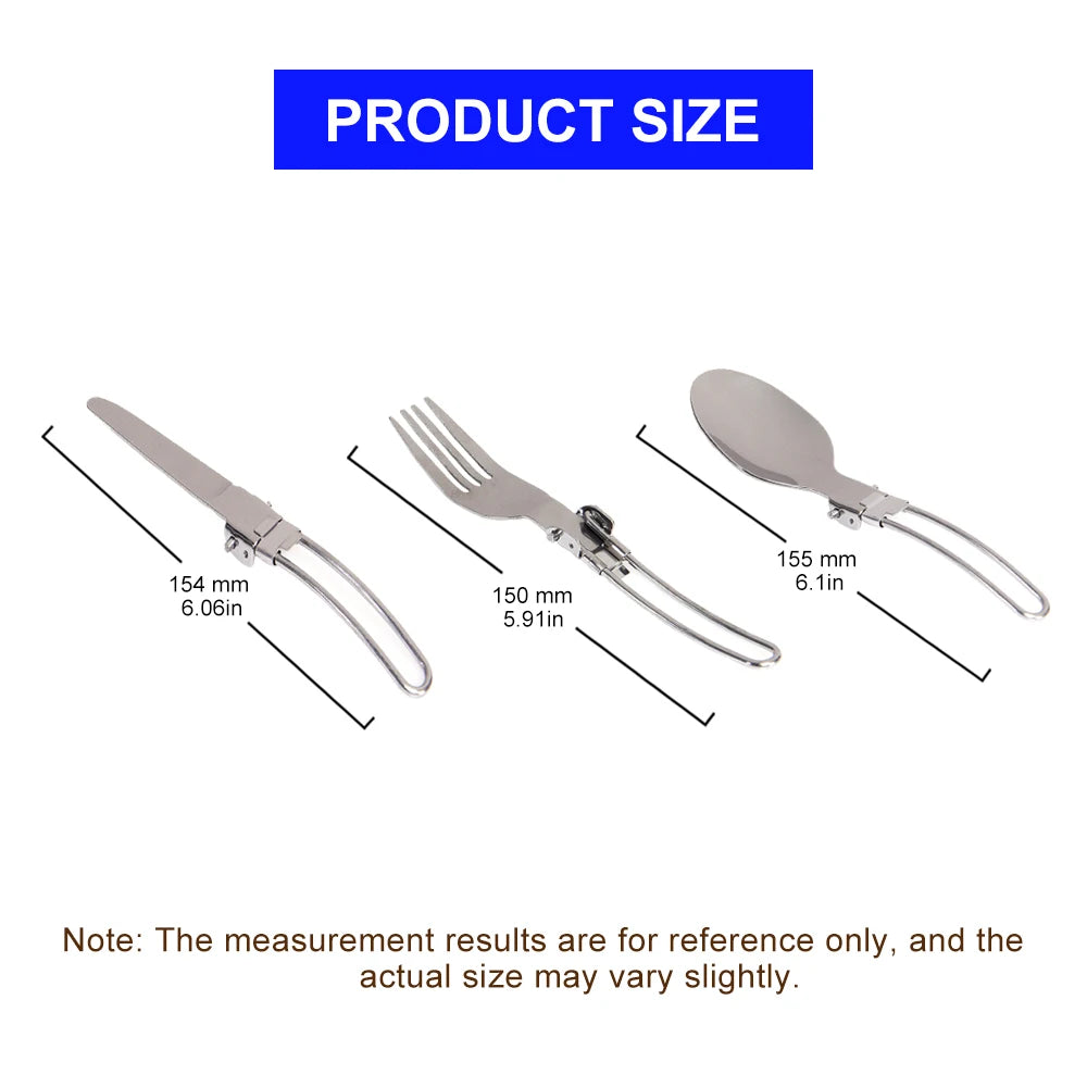 WIDESEA 3-Piece Foldable Stainless Steel Cutlery Set – Portable Camping & Travel Tableware
