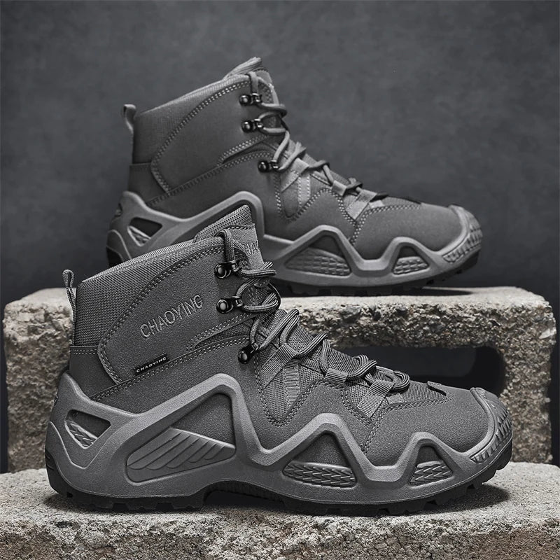 DQTBE Men's Tactical Boots with Straps – Waterproof and Breathable for Outdoor Hiking and Combat