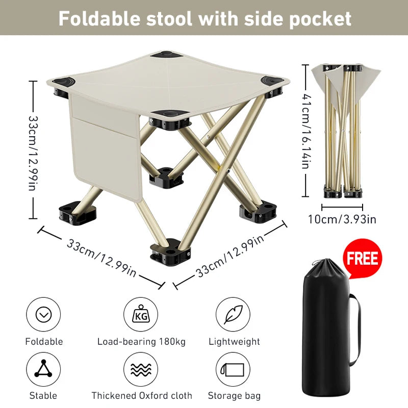 WESTTUNE Portable Folding Camping Stool – Lightweight Collapsible Seat for Hiking, Fishing & Travel
