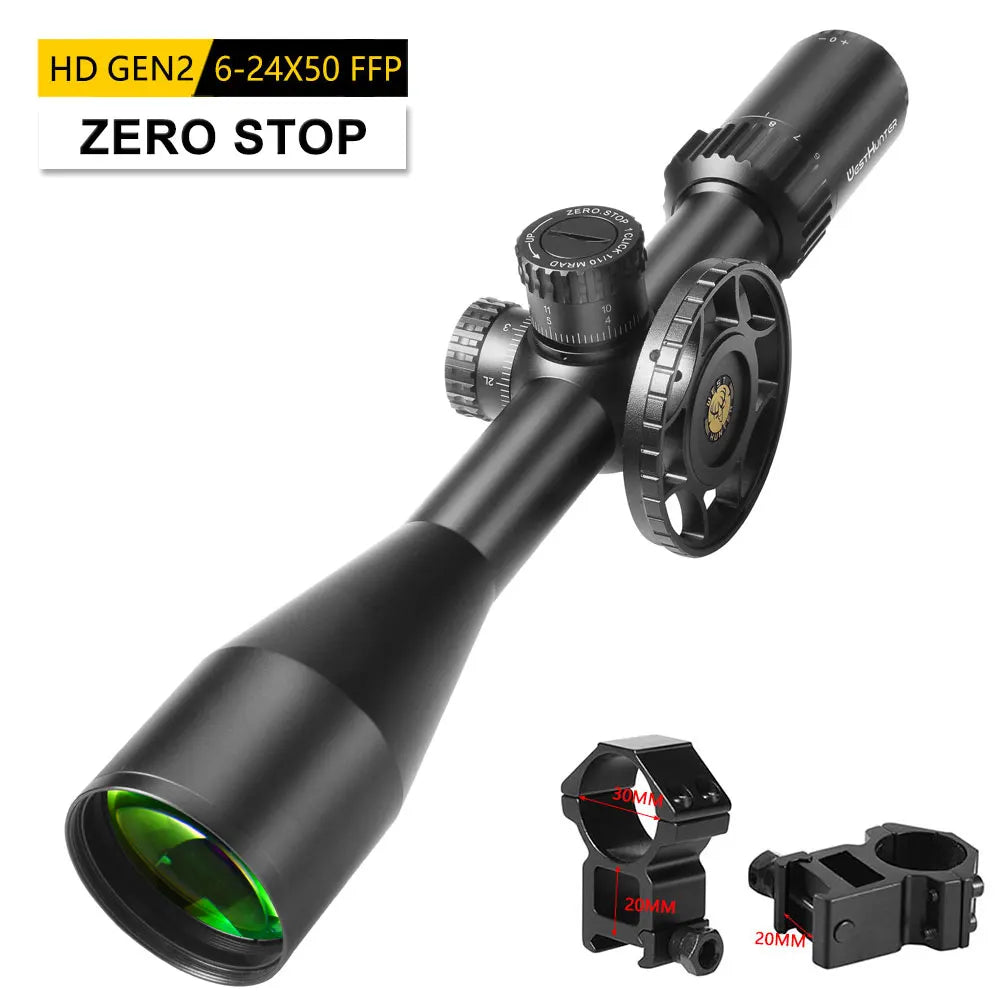 WESTHUNTER HD Gen2 6-24x50 FFP Riflescope – Long Range Scope with Zero Reset/Stop