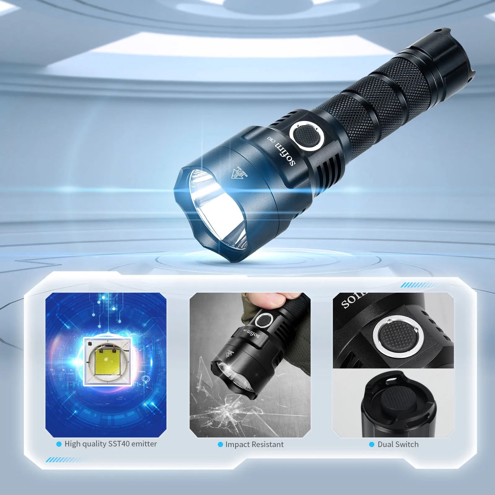 SOFIRN C8G Powerful Flashlight - 2000 Lumen Long Range Torch with Dual Battery Compatibility for NZ Hunting