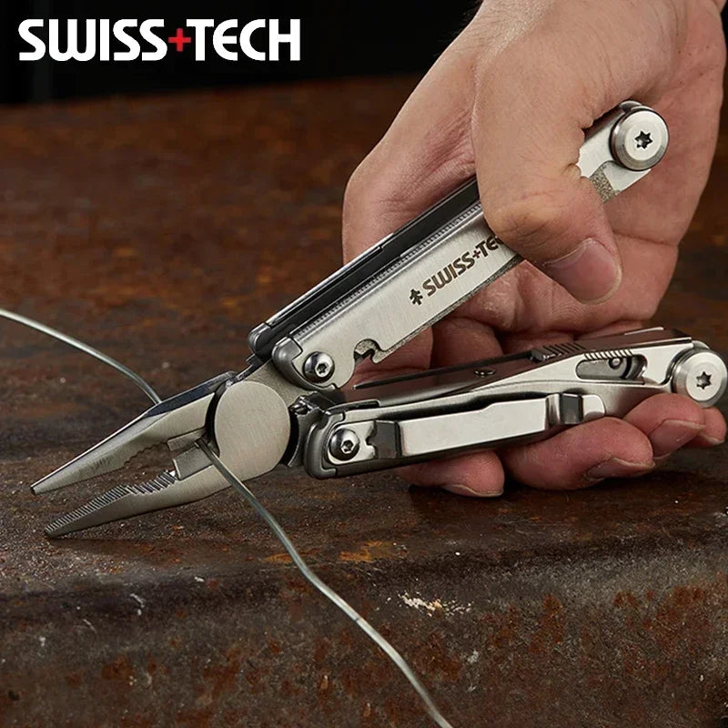 SWISS TECH 18-in-1 Multitool Folding Pliers Pocket Knife