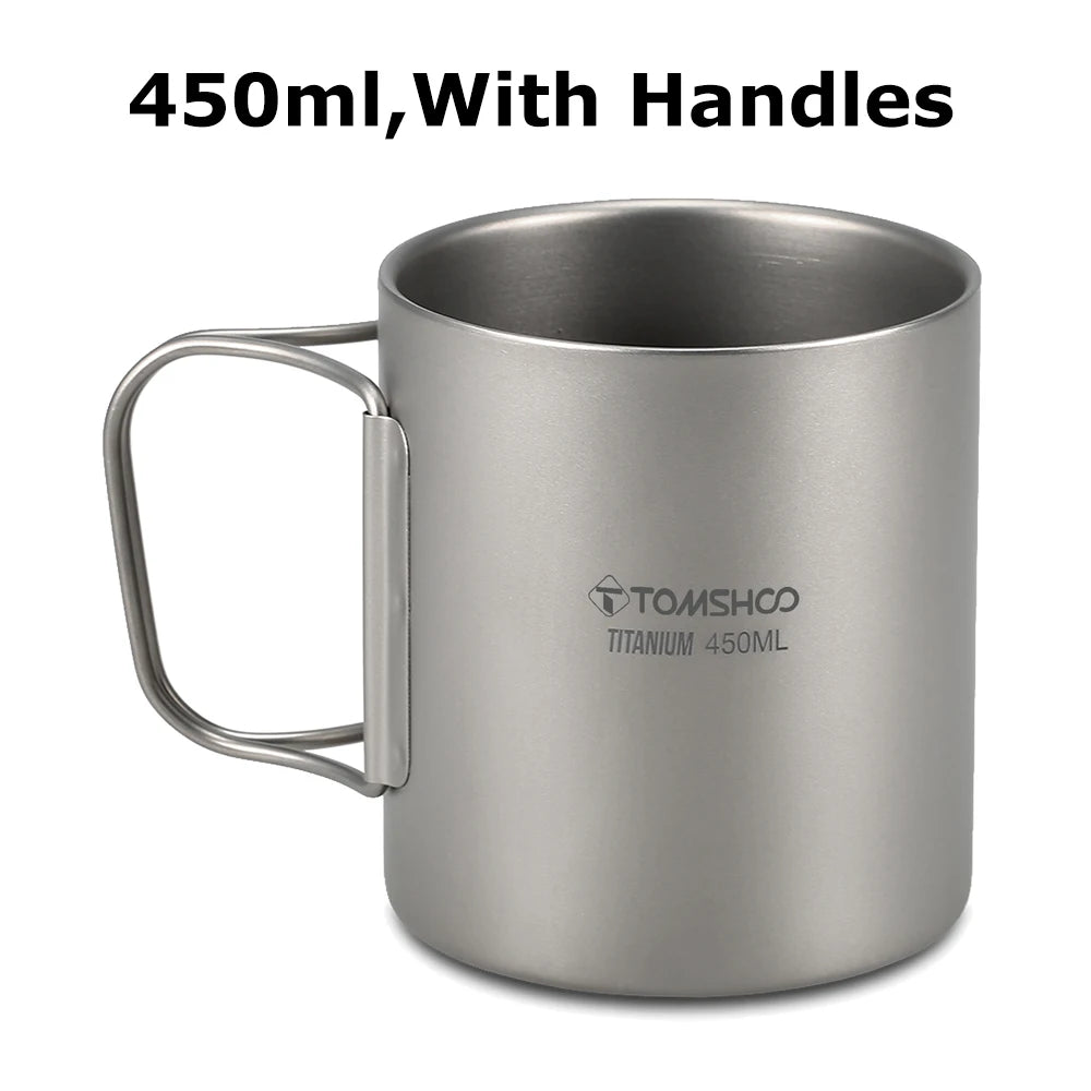TOMSHOO Double-Wall Titanium Cup – Insulated Water & Coffee Mug for Camping & Home