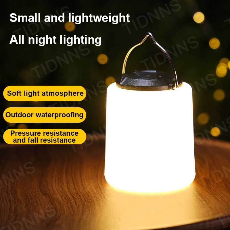 TIDNNS LED Rechargeable Camping Lantern - Portable Light with Built-in Flashlight Function