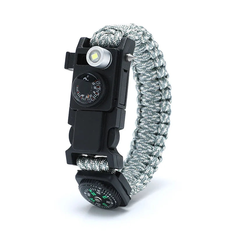 Waterproof Multi-function Outdoor First Aid Kit – Paracord Bracelet with Compass & LED Light