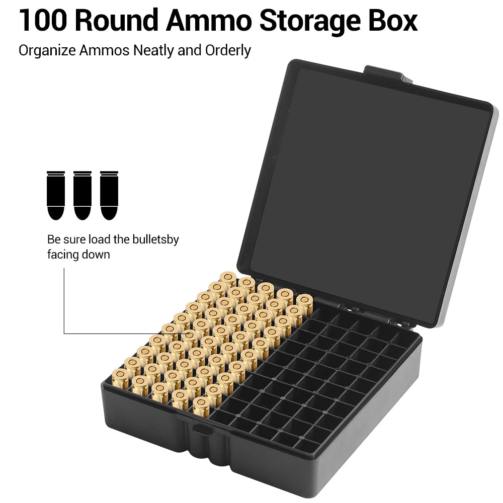 AIRSSON Bullet Box – 50/99 Round Ammo Storage Case for 9mm, .223/5.56mm, 7.62x39mm