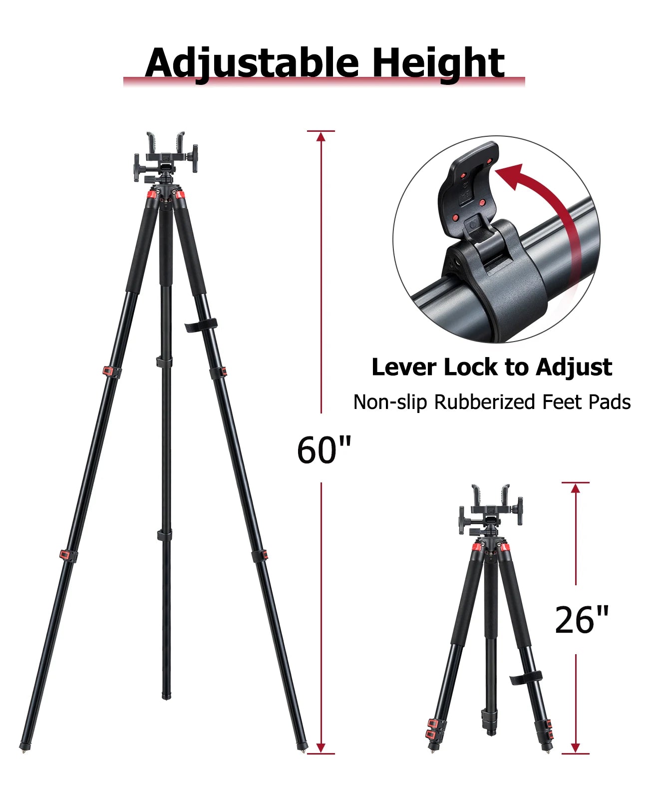 MIDTEN Hunting Rest with Sturdy Aluminium Frame, Adjustable Legs, Hands-Free Stability for Outdoors