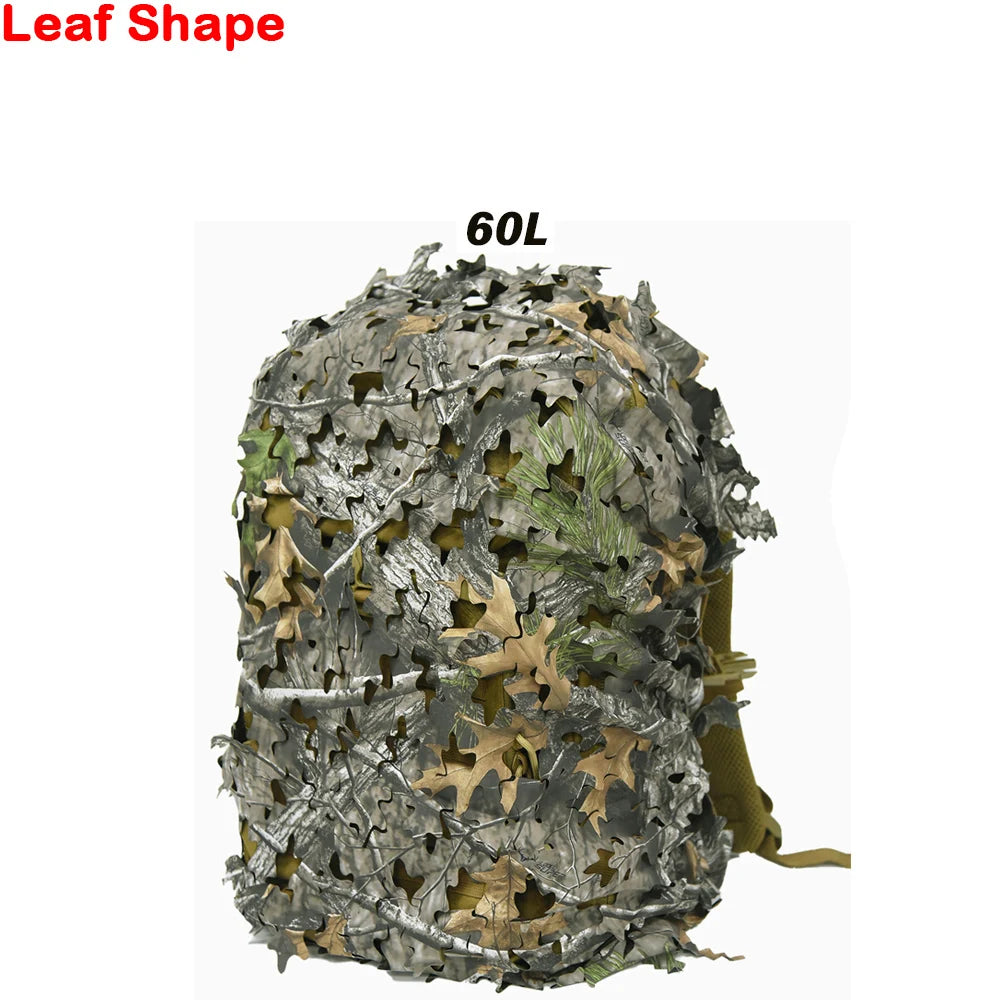3D Camo Net Backpack Cover – Laser Cut Camouflage for Hunting & Paintball (60L/80L)