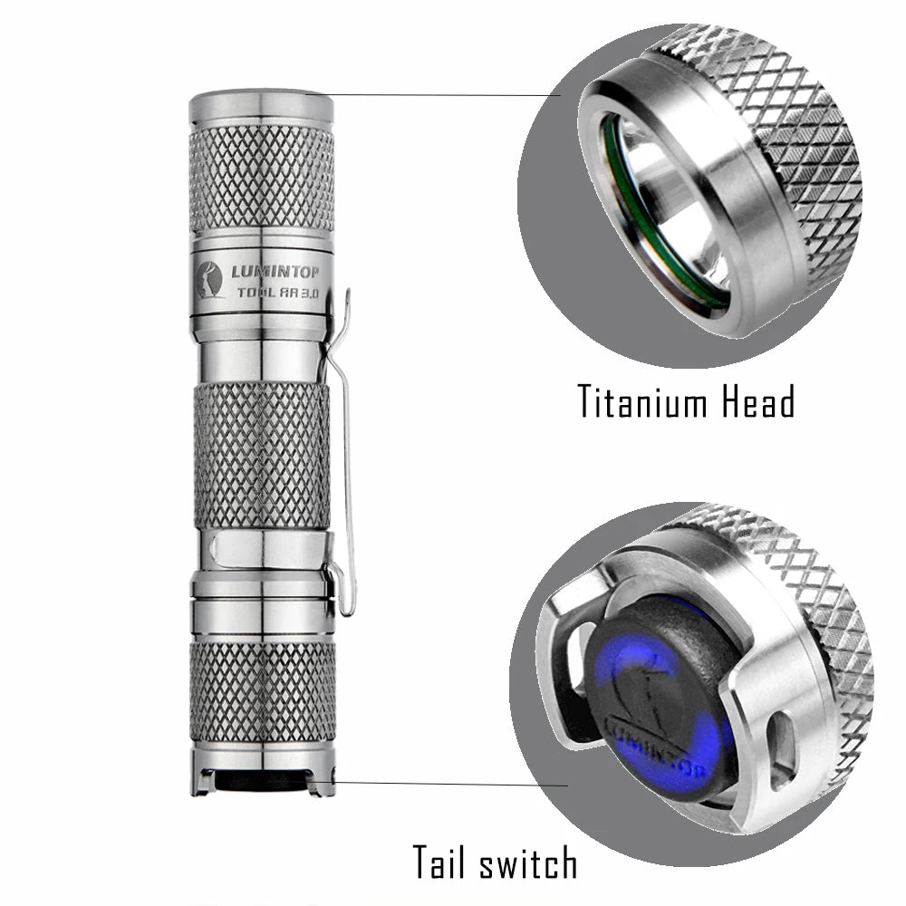 LUMINTOP TOOL AA 3.0 Titanium Flashlight – 900 Lumen Rechargeable EDC Torch for Outdoor Use