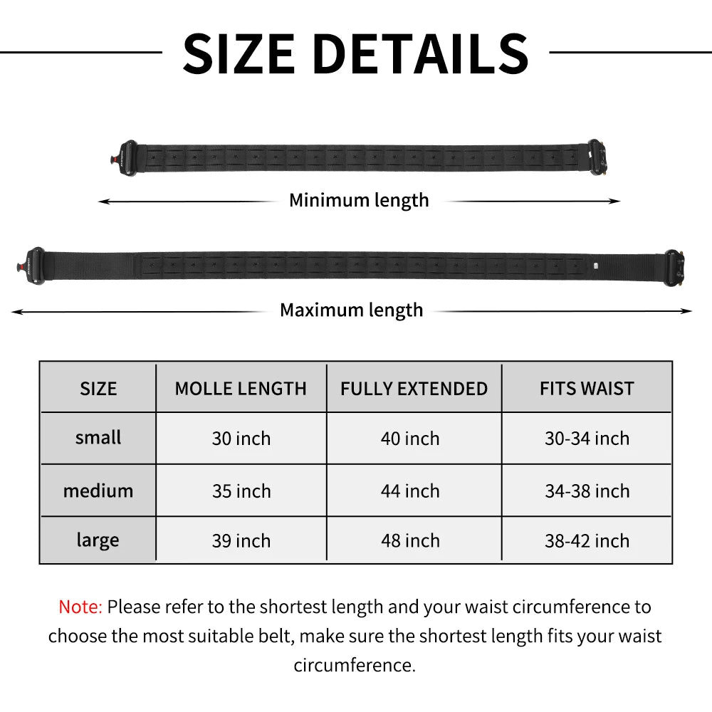2 Inch Tactical Belt with Quick Release Metal Buckle and Molle System