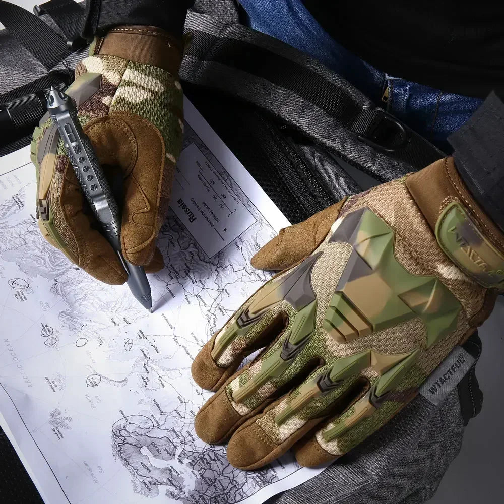GUMAO Camo Tactical Gloves – Anti-Skid Full Finger Gloves for Hunting & Outdoor Sports