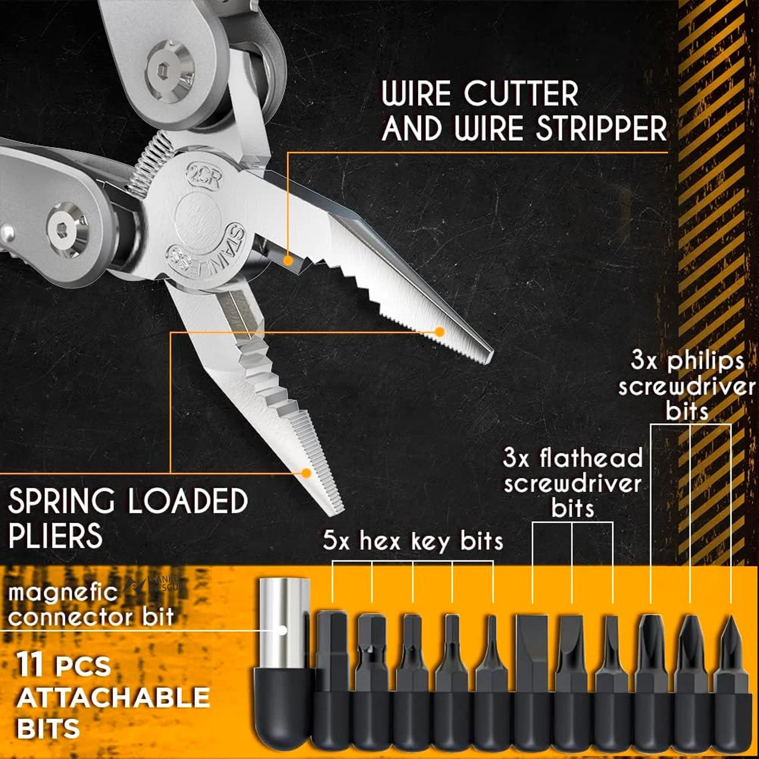 SANKE RESCUE 24-in-1 Multifunctional Plier – Professional Wire Cutter & Repair Tool