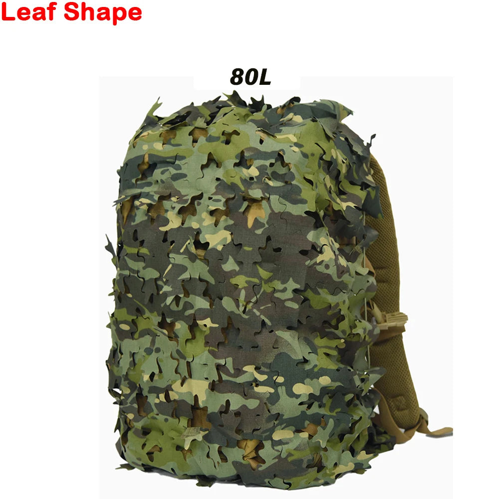 3D Camo Net Backpack Cover – Laser Cut Camouflage for Hunting & Paintball (60L/80L)