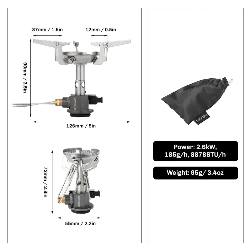FIRE MAPLE GreenPeak II Pressure Regulator Gas Stove - Advanced Windproof Design