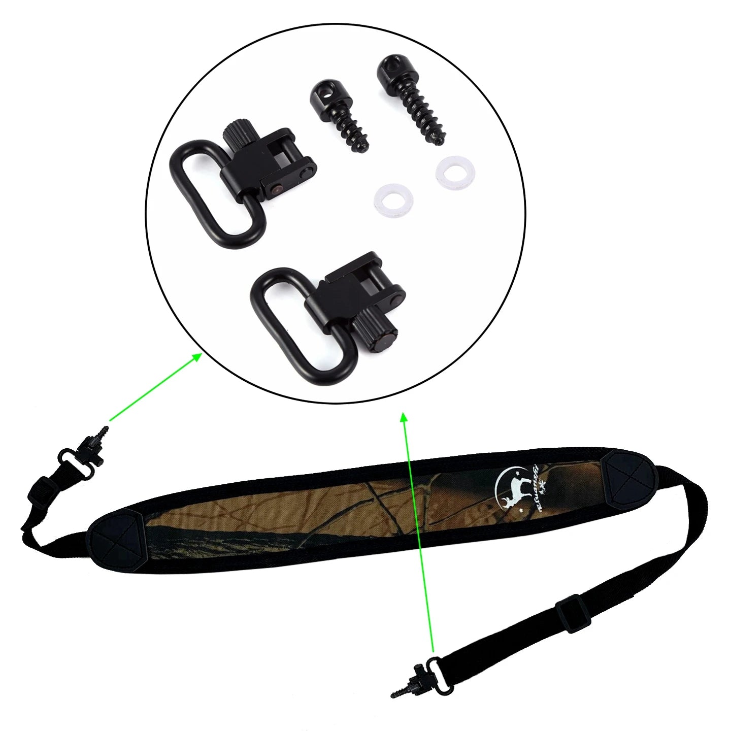 ELUANSHI Hunting Shotgun Sling 2-Point Leather Rifle Strap with Swivel Adapter