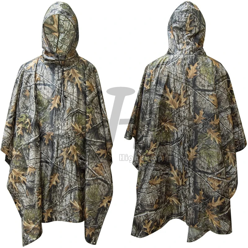 HIGH-JUMP PU Breathable Camouflage Poncho for Hunting and Hiking
