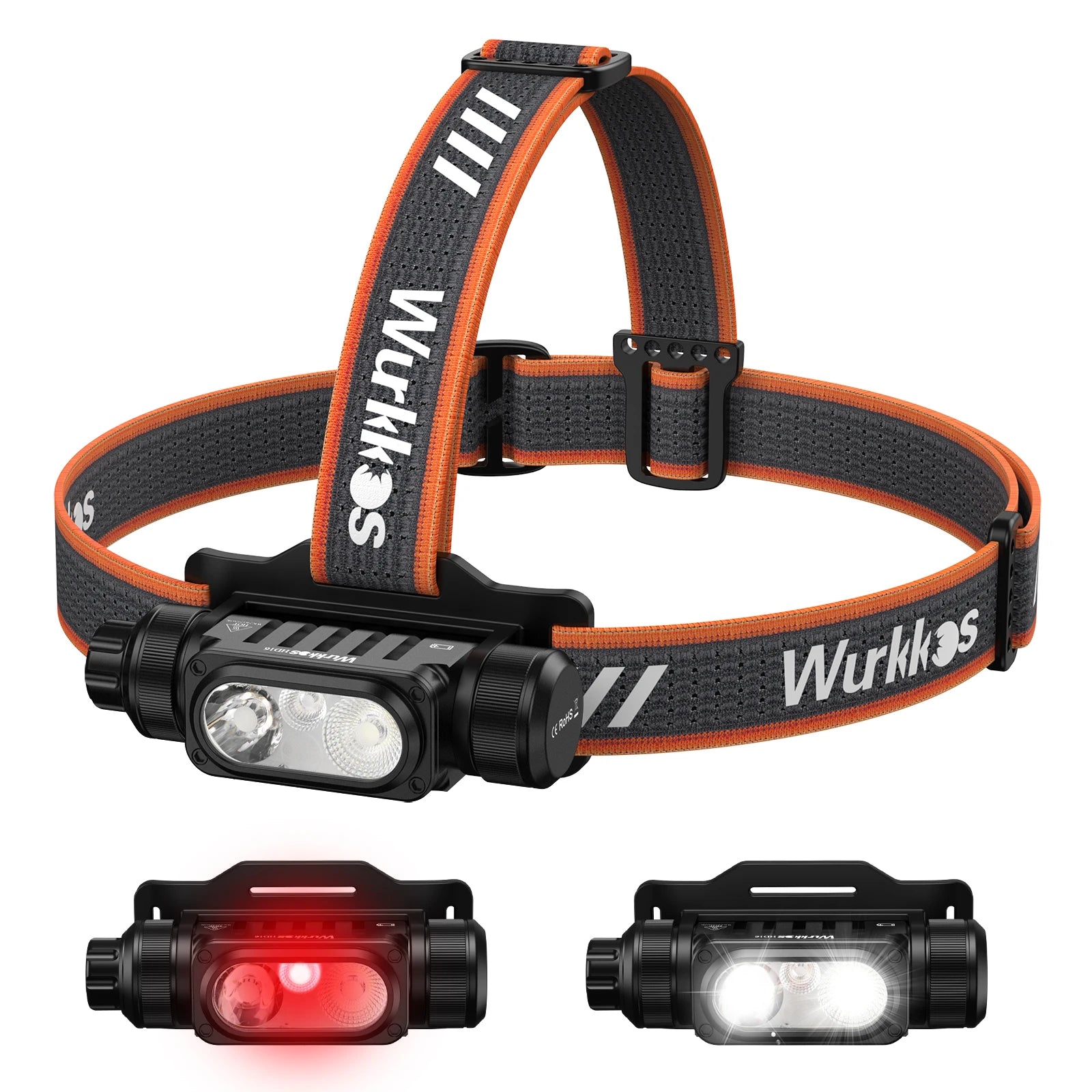 WURKKOS HD16 2500 Lumen USB-C Headlamp with Red Light and Auto Brightness Sensor