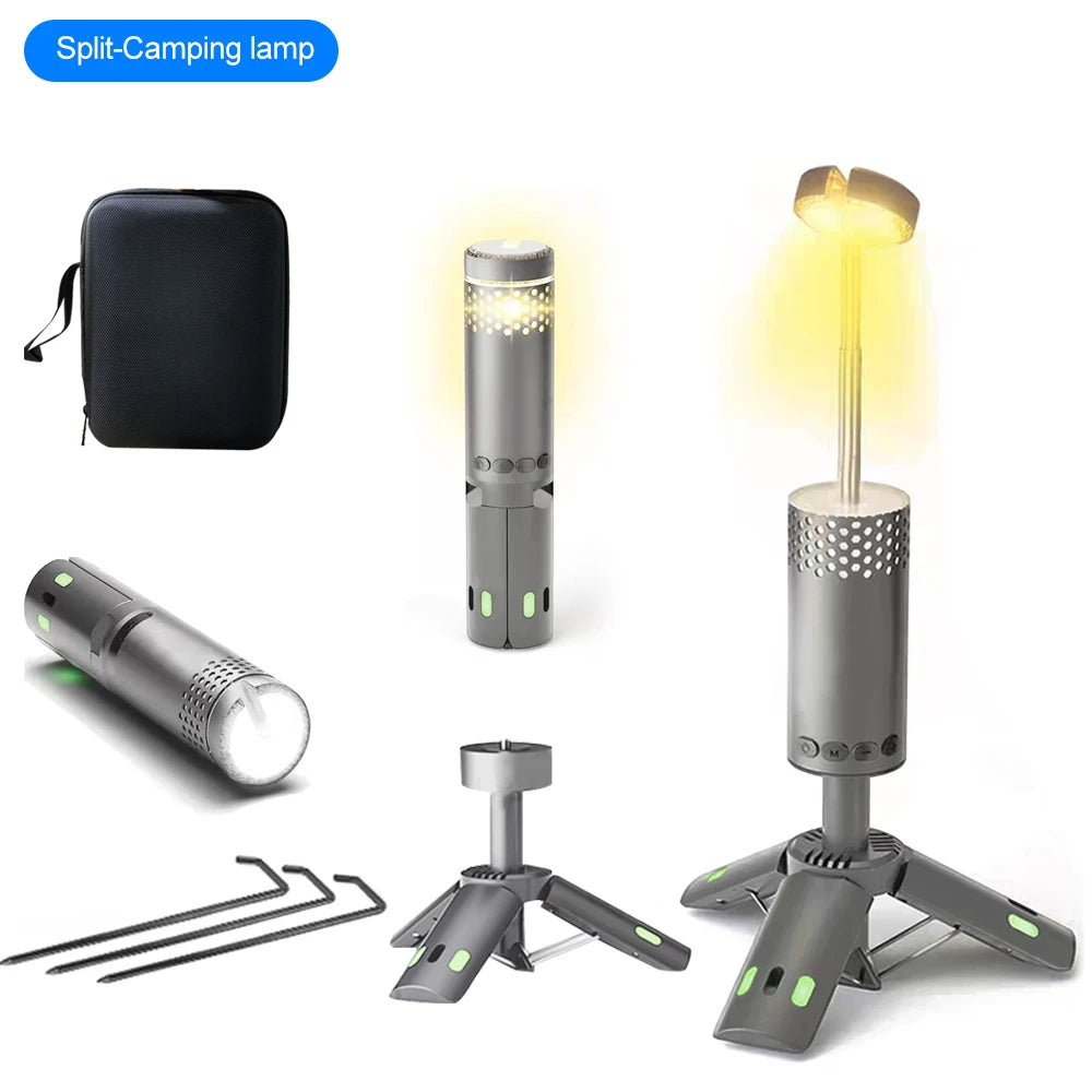 NEWSTYLE Telescopic LED Camping Lantern - Rechargeable Tripod Light with Flashlight Function