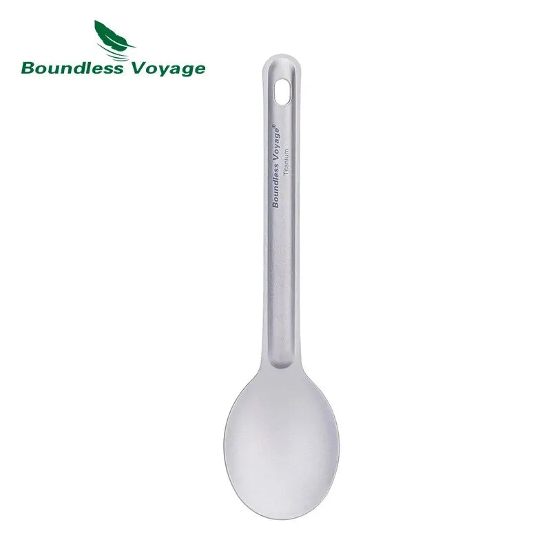 BOUNDLESS VOYAGE Titanium Cutlery Set – Lightweight Reusable Spoon & Spork for Camping & Travel