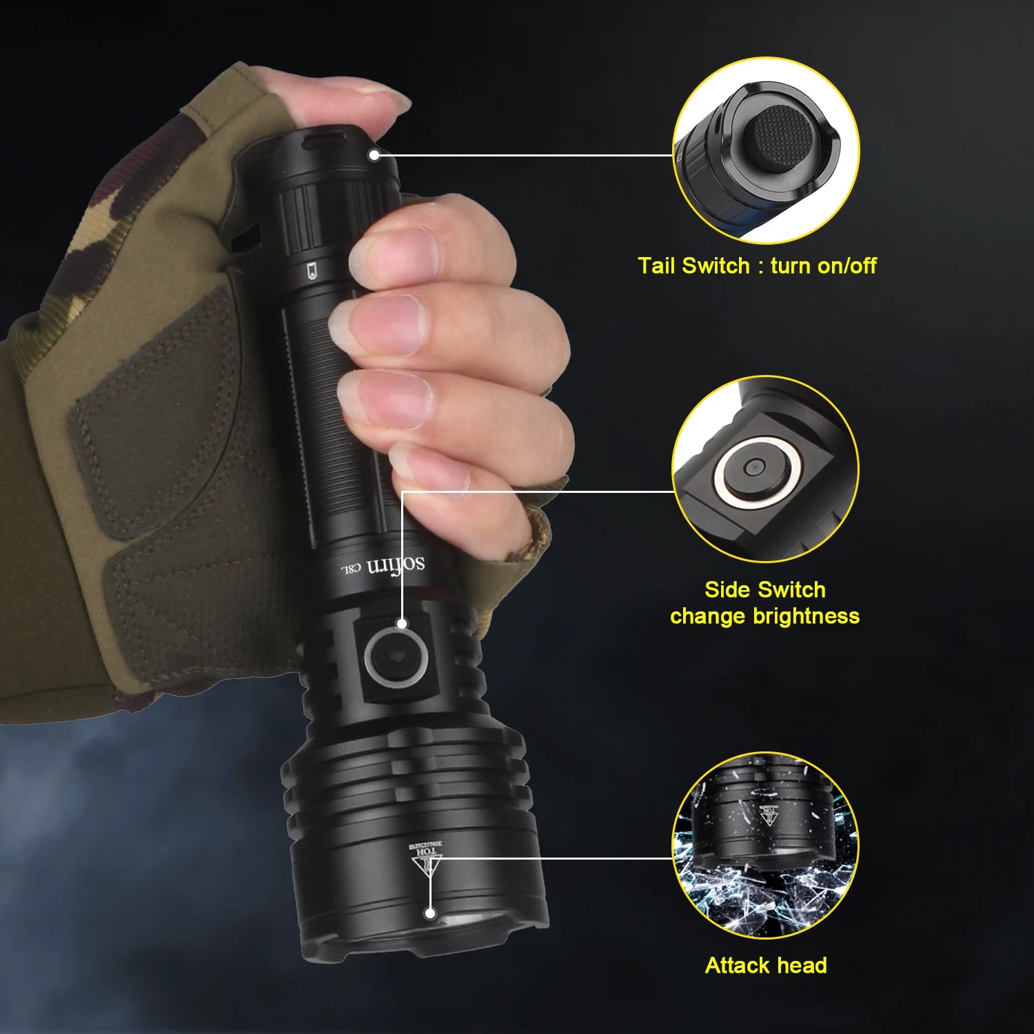 SOFIRN C8L Flashlight - 3100 Lumen High-Power Torch with 21700 Battery for NZ Hunting Expeditions
