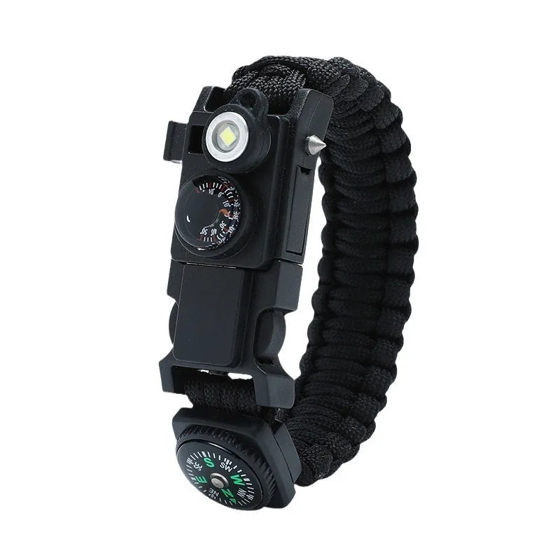 Waterproof Multi-function Outdoor First Aid Kit – Paracord Bracelet with Compass & LED Light