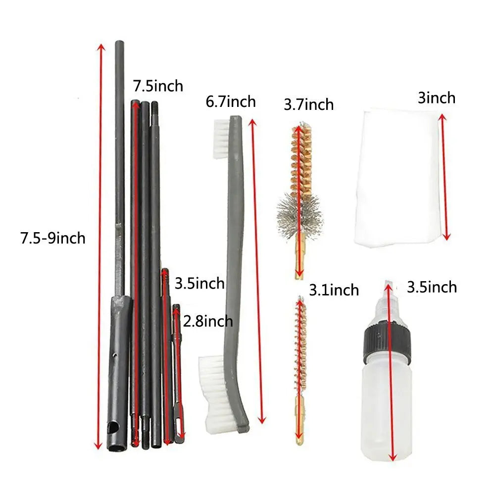 10-Piece Rifle & Pistol Cleaning Kit – .22 Cal, 5.56mm Gun Cleaner for Hunting & Airsoft