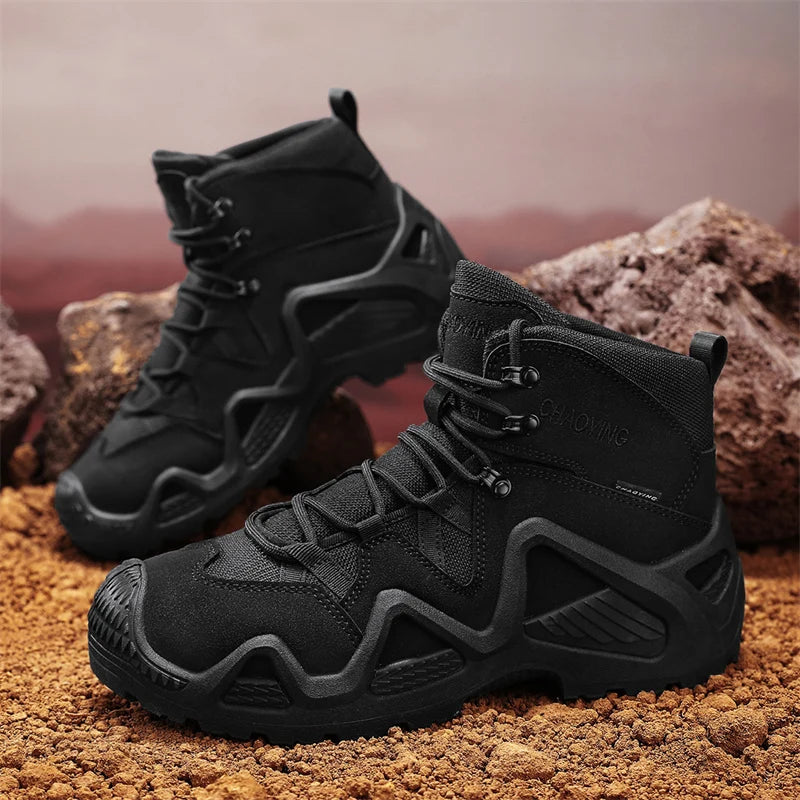 DQTBE Men's Tactical Boots with Straps – Waterproof and Breathable for Outdoor Hiking and Combat