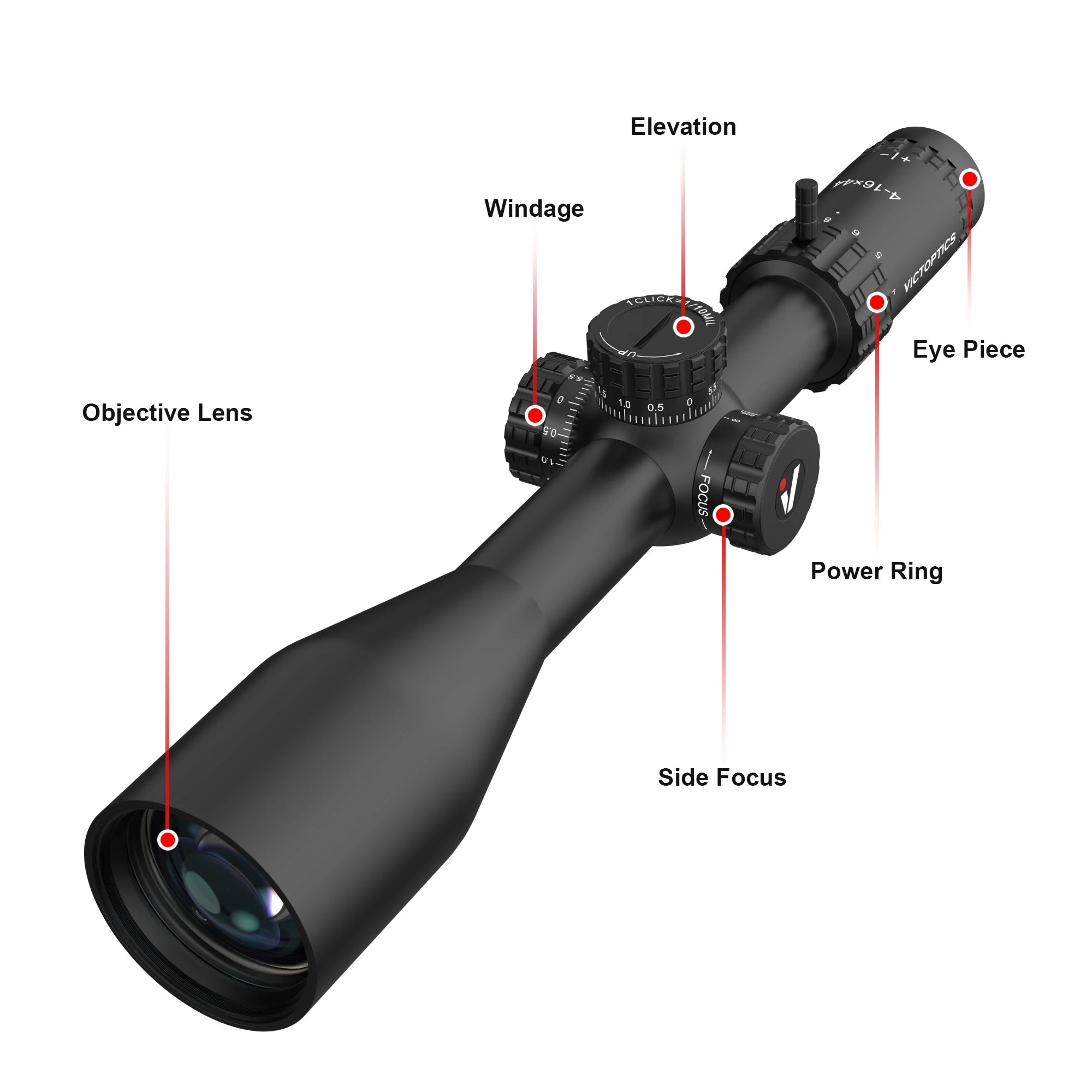 VICTOPTICS S4 4-16×44 MDL Tactical Rifle Scope - Ultra-Precise Glass Etched Reticle for AR-15 Platforms