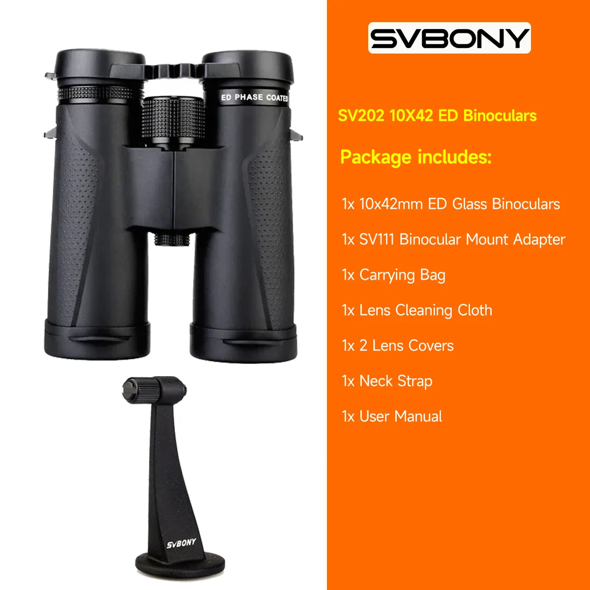 SVBONY SV202 ED Binoculars – Waterproof BAK4 Optics for Birdwatching & Stargazing