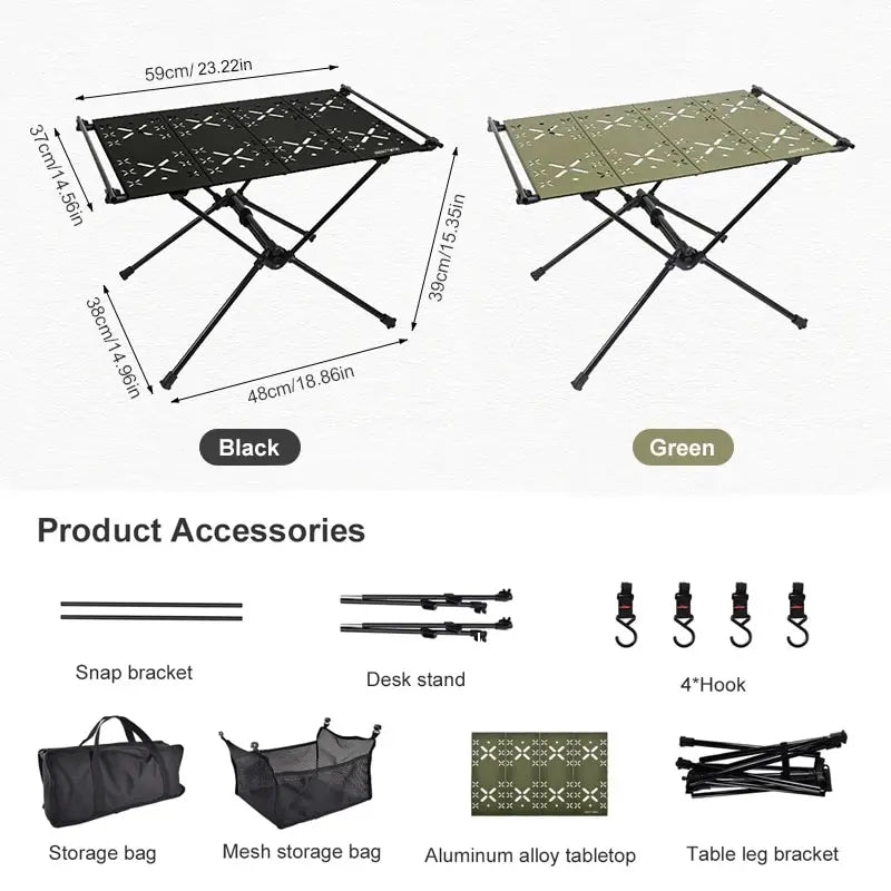 WEST TUNE Camping Folding Table Portable Aluminium Alloy Outdoor Table