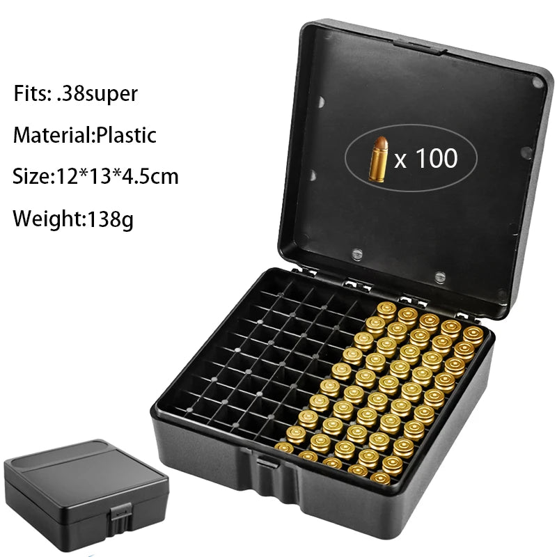 AIRSSON Ammunition Case – 50/100 Round Ammo Storage Box for .38super, 9mm, .223, 7.62x39