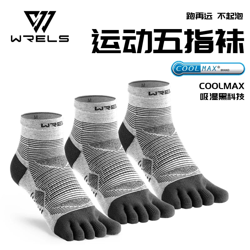 WRELS Coolmax Five-Toe Sports Socks – Breathable & Shock-Absorbing