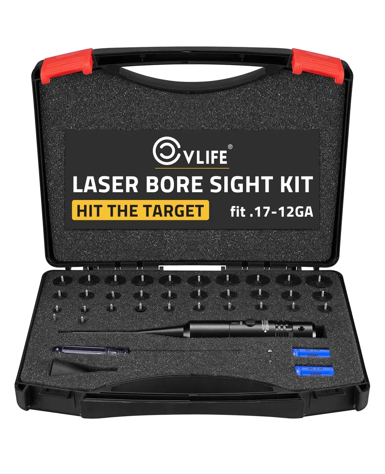 MIDTEN Professional Laser Bore Sight Kit with 32 Adapters for 0.17 to 12GA, Red or Green Laser