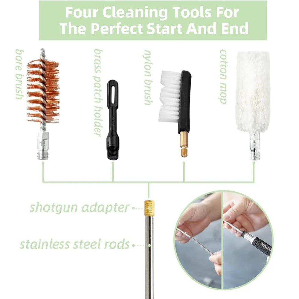 ZOHAN Tactical Shotgun Cleaning Kit for 12, 20, 410 GA – Complete Hunt Accessories