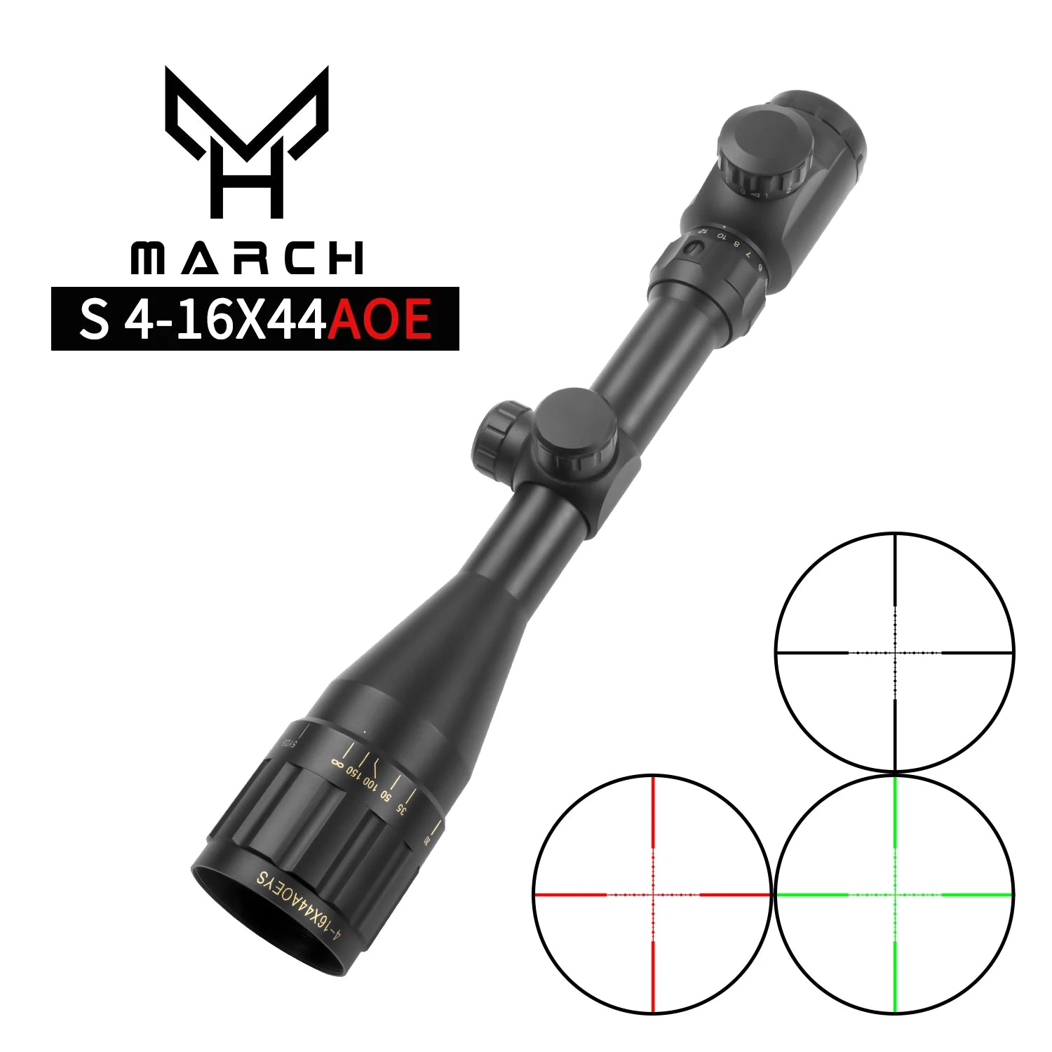 MARCH S 4-16×44 AOE Tactical Rifle Scope - Illuminated Variable Optic for Precision Hunting