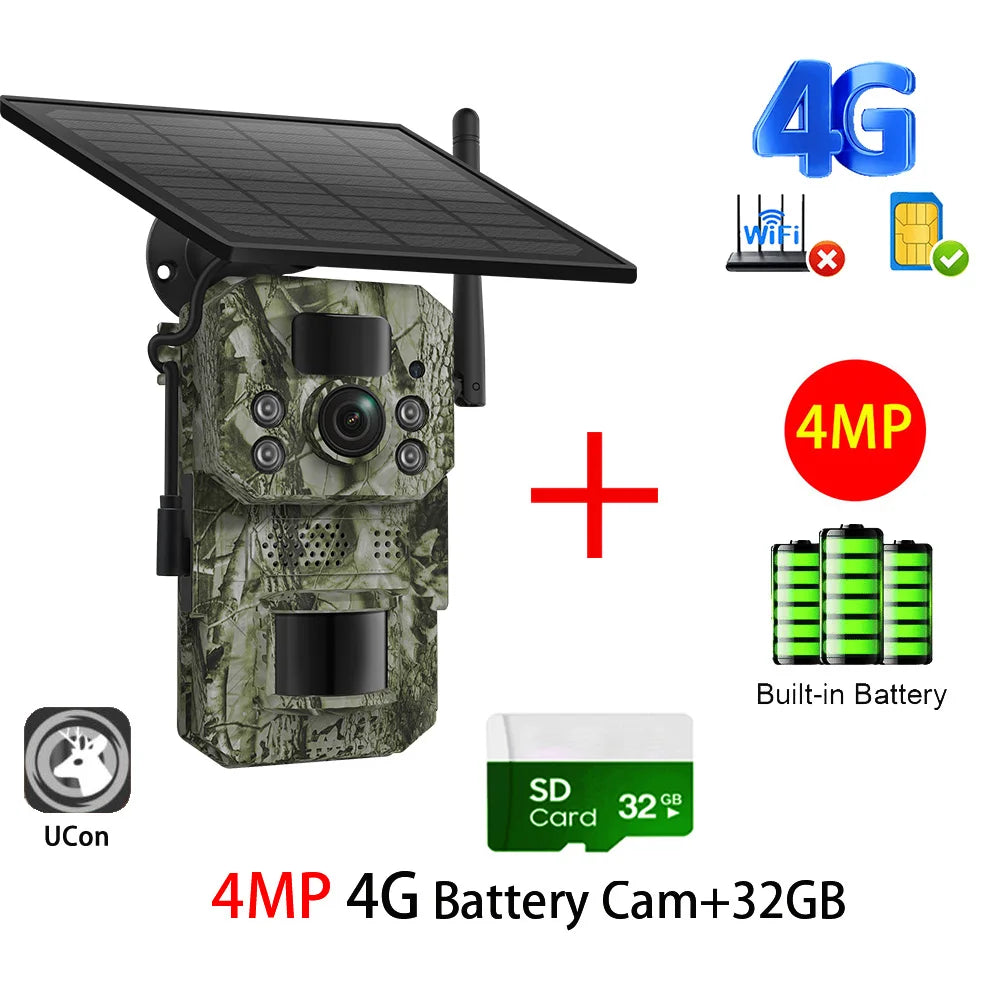 INQMEGA 5MP 4G 2K Trail Camera – PIR Motion Activated Night Vision Solar Hunting Cam