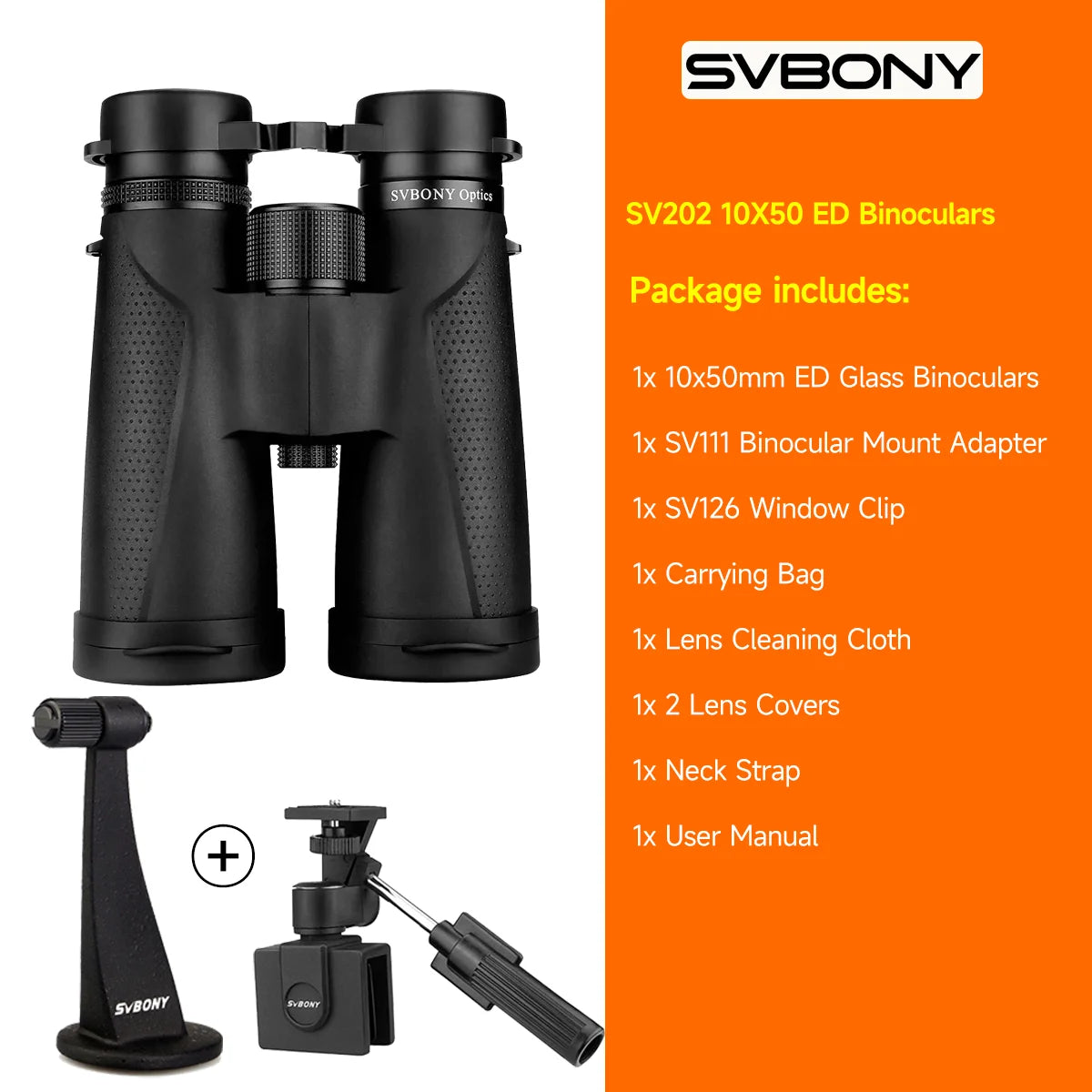 SVBONY SV202 ED Binoculars – Waterproof BAK4 Optics for Birdwatching & Stargazing