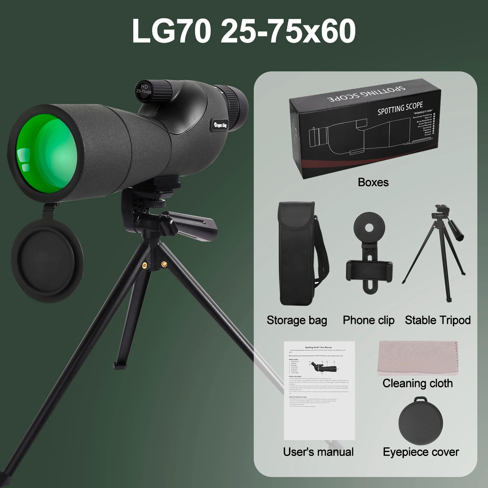 XIYEAR LG70 25-75x60 Spotting Scope with Tripod for Bird Watching