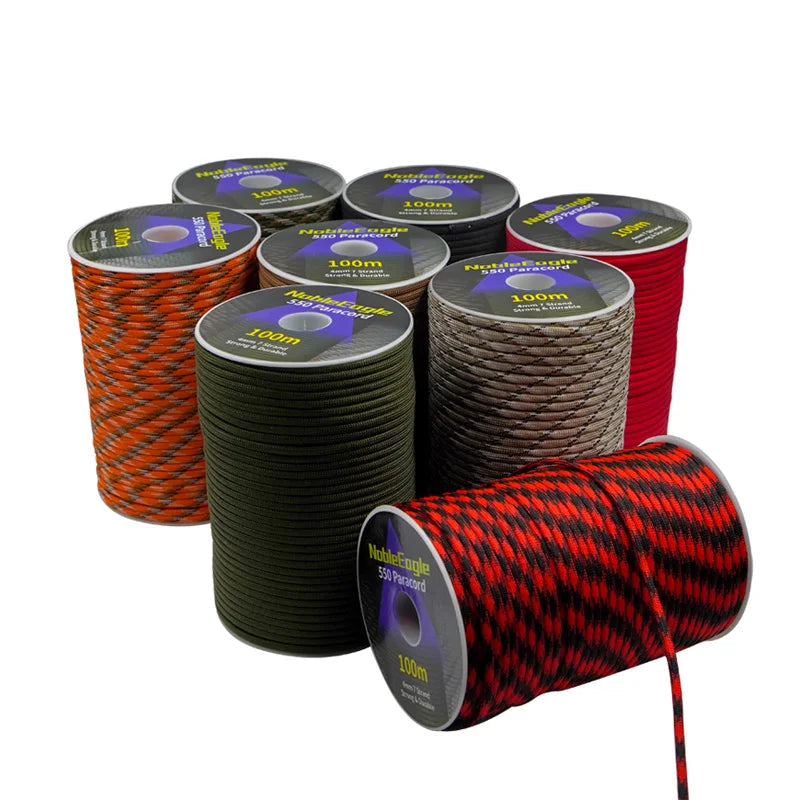 NOBLE EAGLE 550 Military Paracord Rope – 4mm 7-Strand Cord for Camping, Survival, and DIY