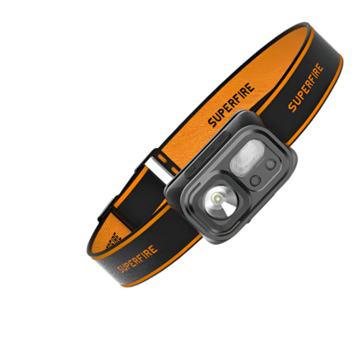 SUPERFIRE HL23 Mini LED Headlamp – USB-C Rechargeable, Motion Sensor, 9 Lighting Modes