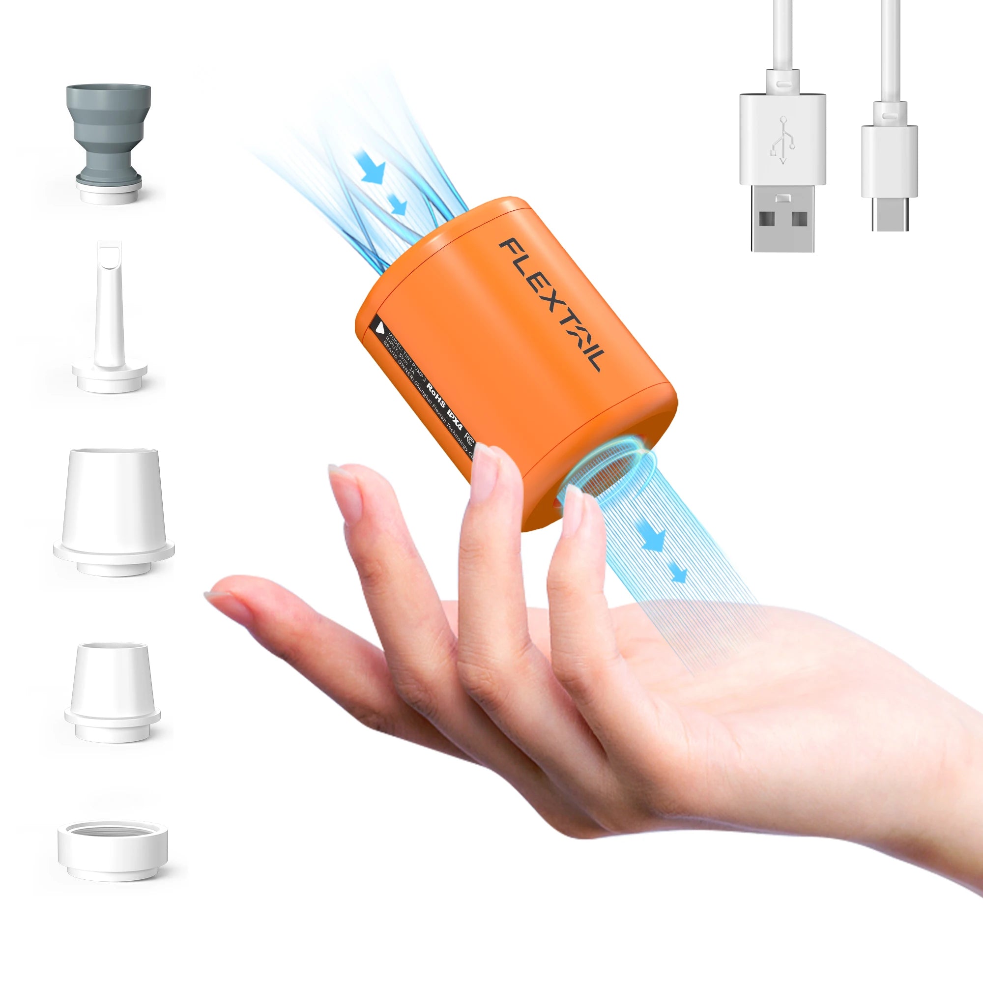 FLEXTAILGEAR TINY PUMP 2X – Portable Air Pump with Camping Light & 1600mAh Battery