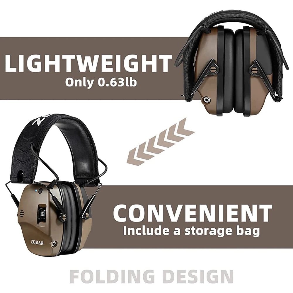 ZOHAN Bluetooth 5.0 Electronic Shooting Earmuffs – Noise Reduction and Sound Amplification
