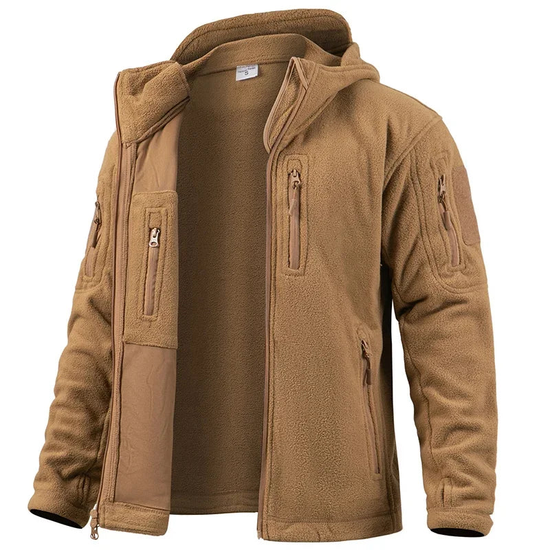 REFIRE GEAR Men's Hunting Fleece Jacket - Multi-Pocket Winter Outdoor Hoodie for NZ Expeditions