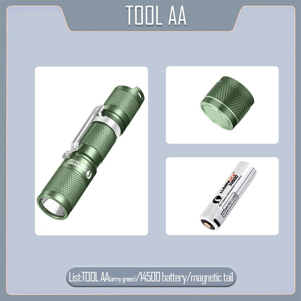 LUMINTOP TOOL AA 3.0 Green Flashlight – 900 Lumen Compact LED Torch for Outdoor and EDC