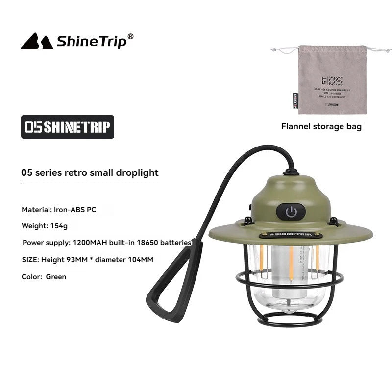SHINETRIP Outdoor Retro Small Drop Light – USB Rechargeable LED Hanging Lamp for Camping & Tents