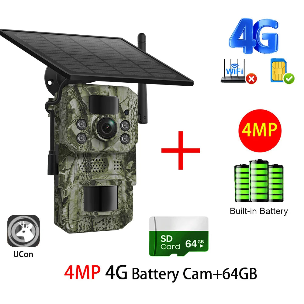 INQMEGA 5MP 4G 2K Trail Camera – PIR Motion Activated Night Vision Solar Hunting Cam