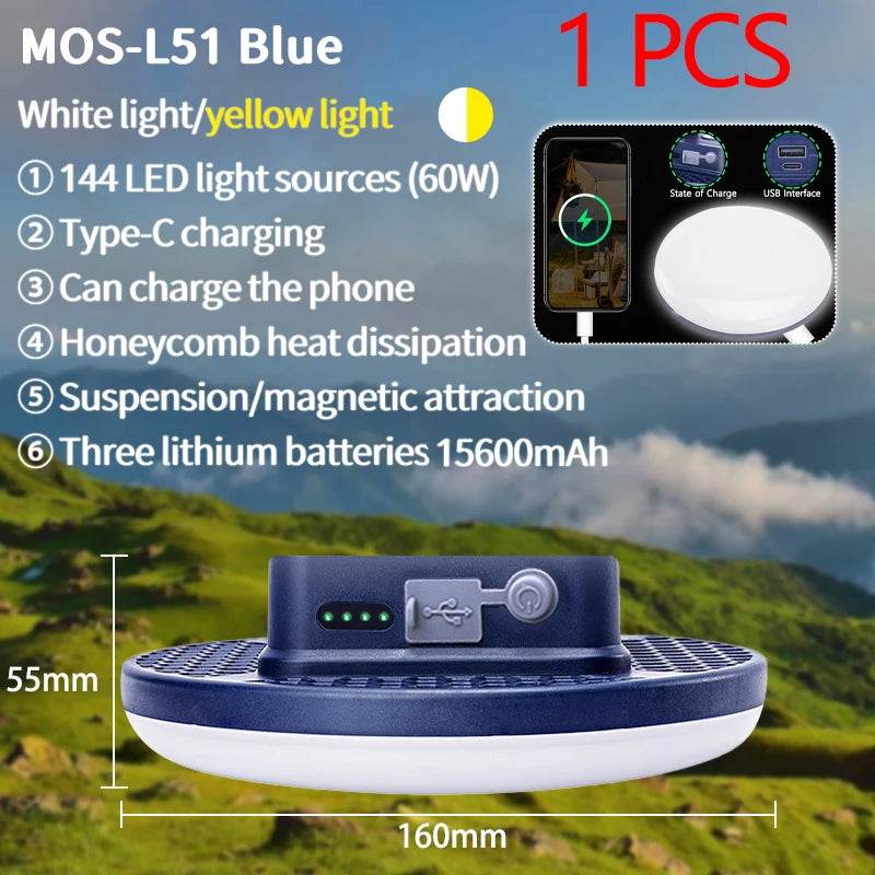 MOSLIGHTING Rechargeable Camping Lantern - Multi-Model LED Light with 15600mAh Battery