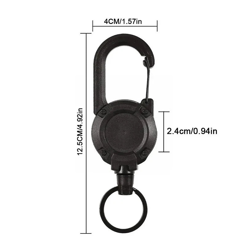 Automatic Retractable Wire Rope Keychain with Carabiner for Outdoor Use